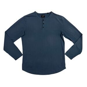 Cuts Clothing Shirt Henley Curve Hem Mens L Long Sleeve Pyca Pro Blue